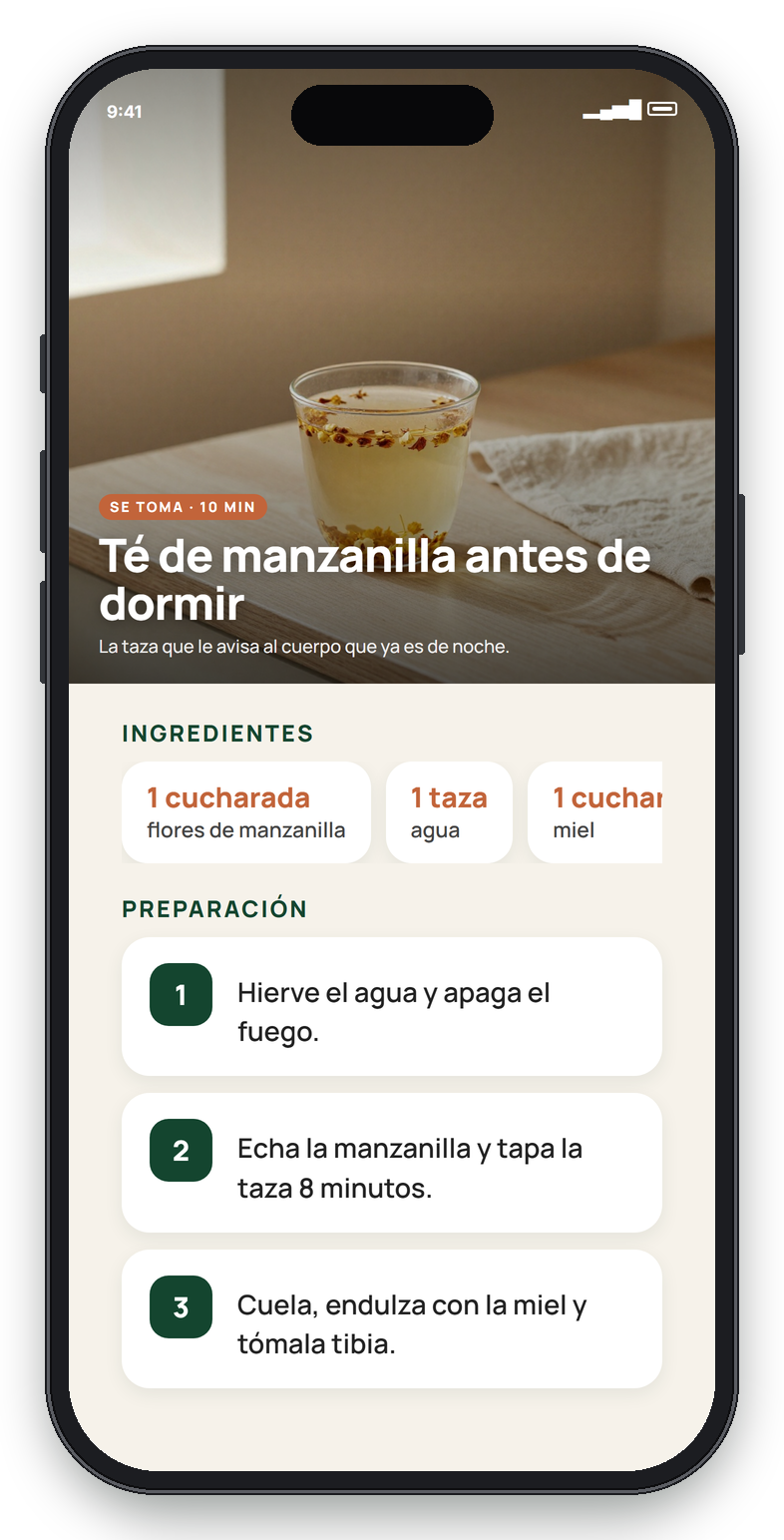 Página real: Té de manzanilla antes de dormir